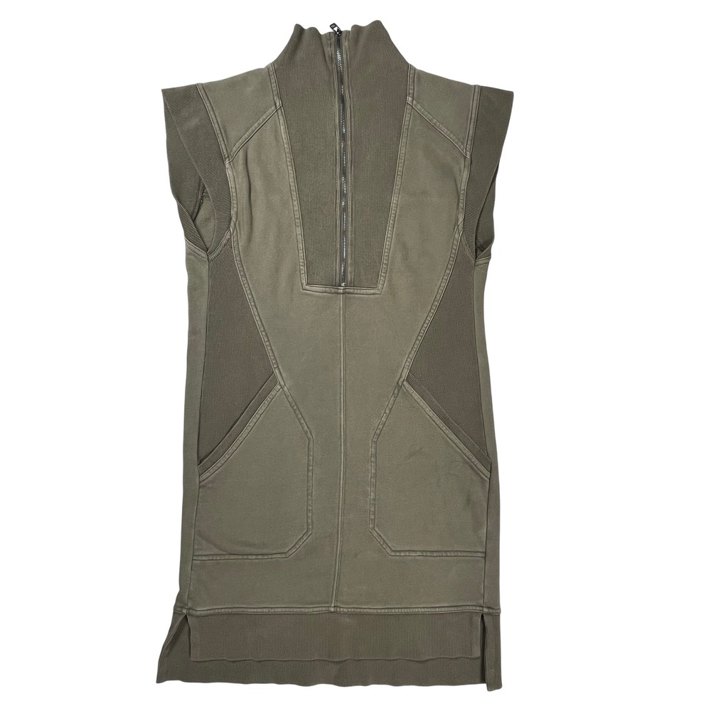 Daily Practice Meru Dress Women XXS Olive Green Quarter Zip Ribbed Athleisure